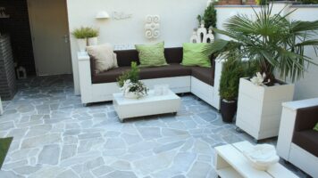 Brasil White - Steinplatten, starke Qualität. Ideal für eine sonnige Atmosphäre im Garten - Ibiza-Style.
