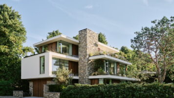 Kubistische Villa mit Steinstreifen | Realisierung: Aerdenhout villabouw – Riemchenmauer aus Ziegeln
