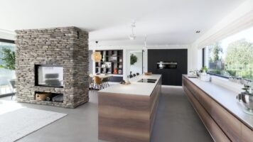 Ziegelsteine Blumone Geopietra Kamin Wohnzimmer – Küche